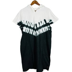 NEW! Lane Bryant Livi Activewear Dress Hooded TieDye Cap Sleeve Navy White 18/20